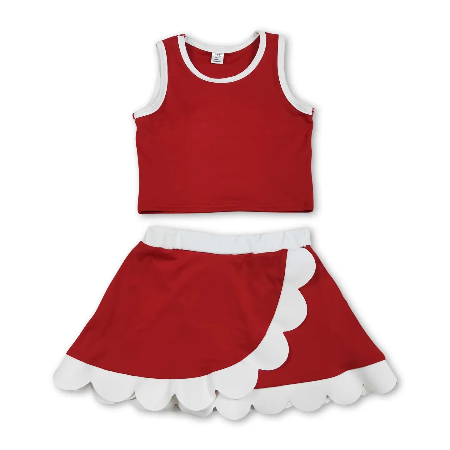 Red and White Two-Piece Scalloped Set (Copy)