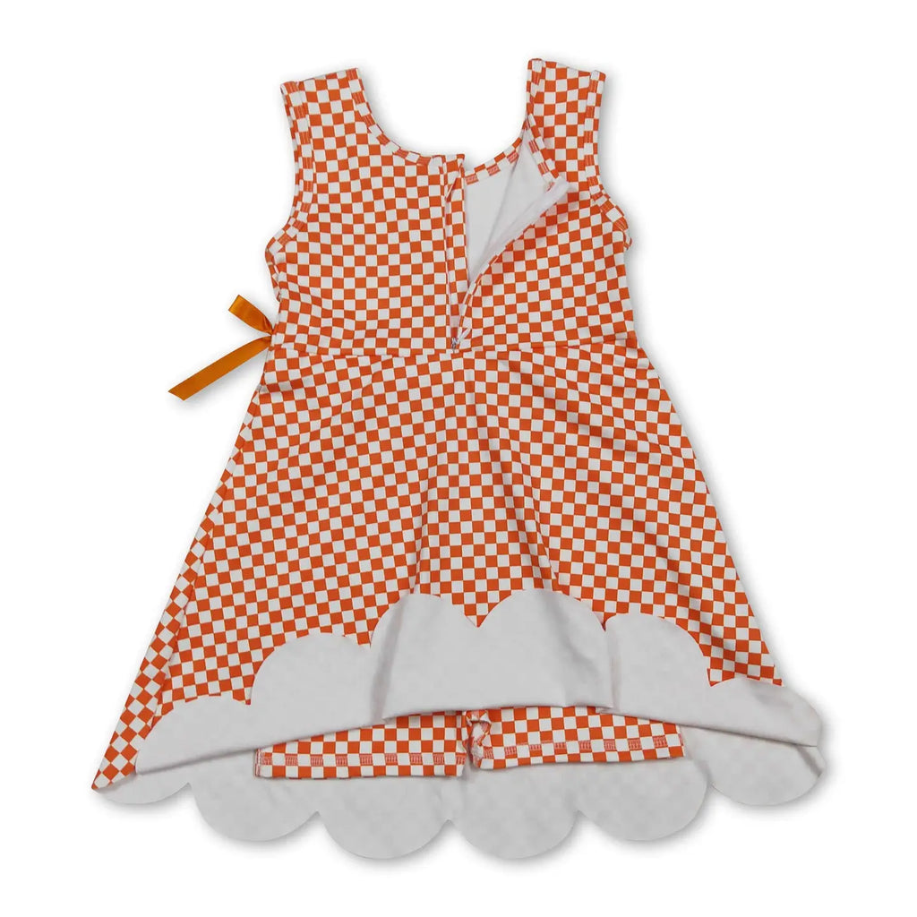 Game Day Ready Athletic Dress - Orange Gingham