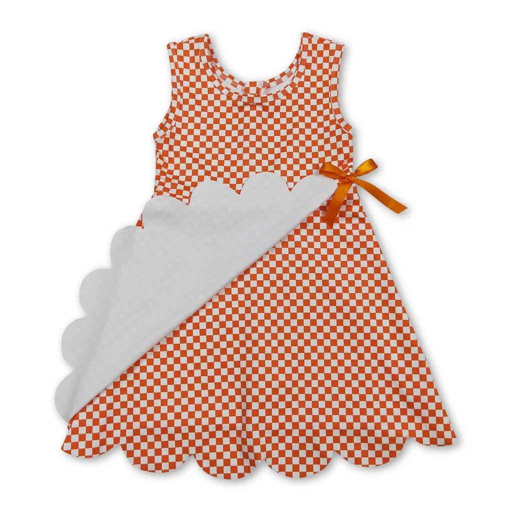 Game Day Ready Athletic Dress - Orange Gingham