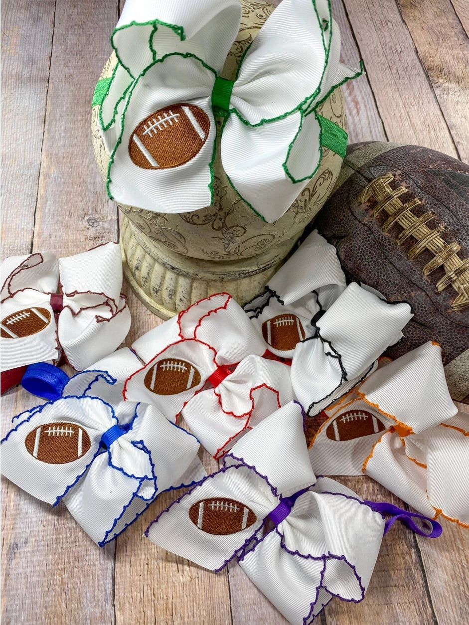 Embroidered Football Bow