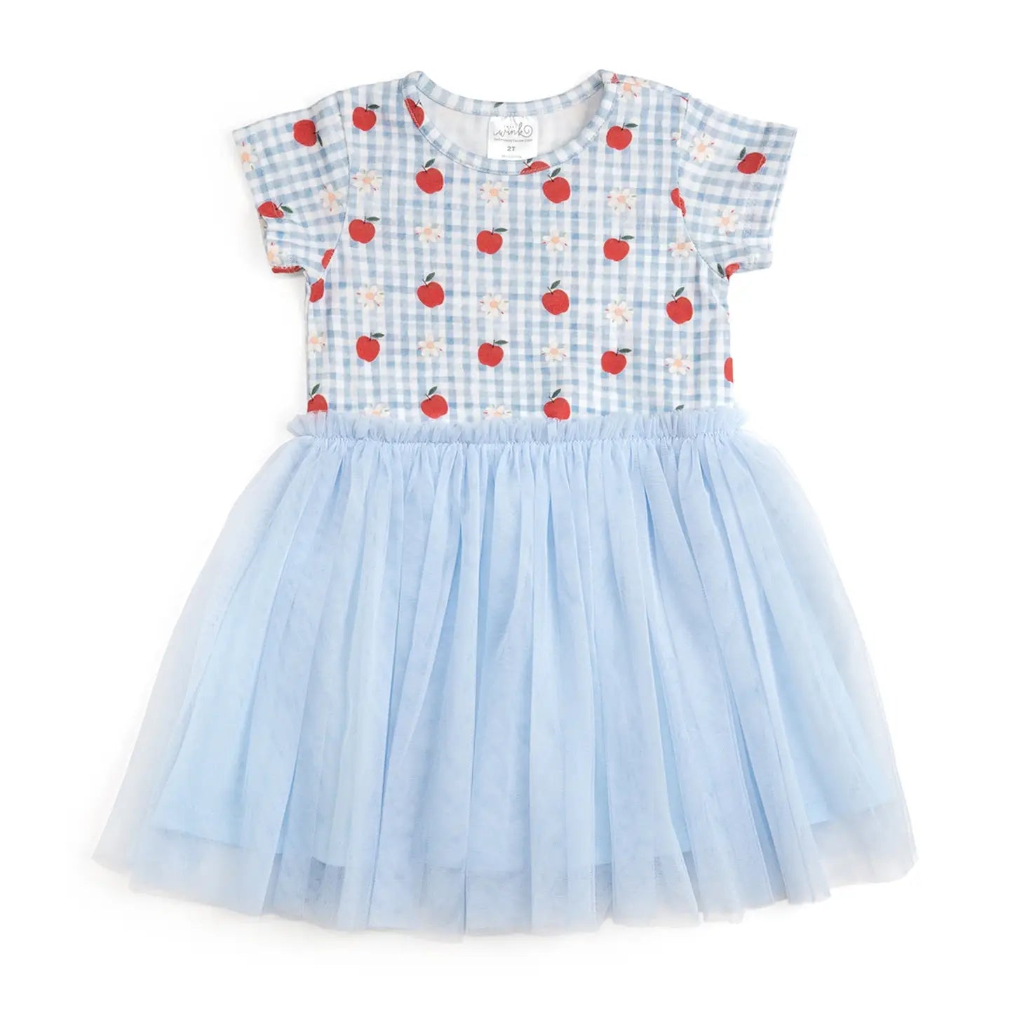 Apple Gingham Short Sleeve Dress