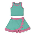 Mint and Pink Two-Piece Scalloped Set