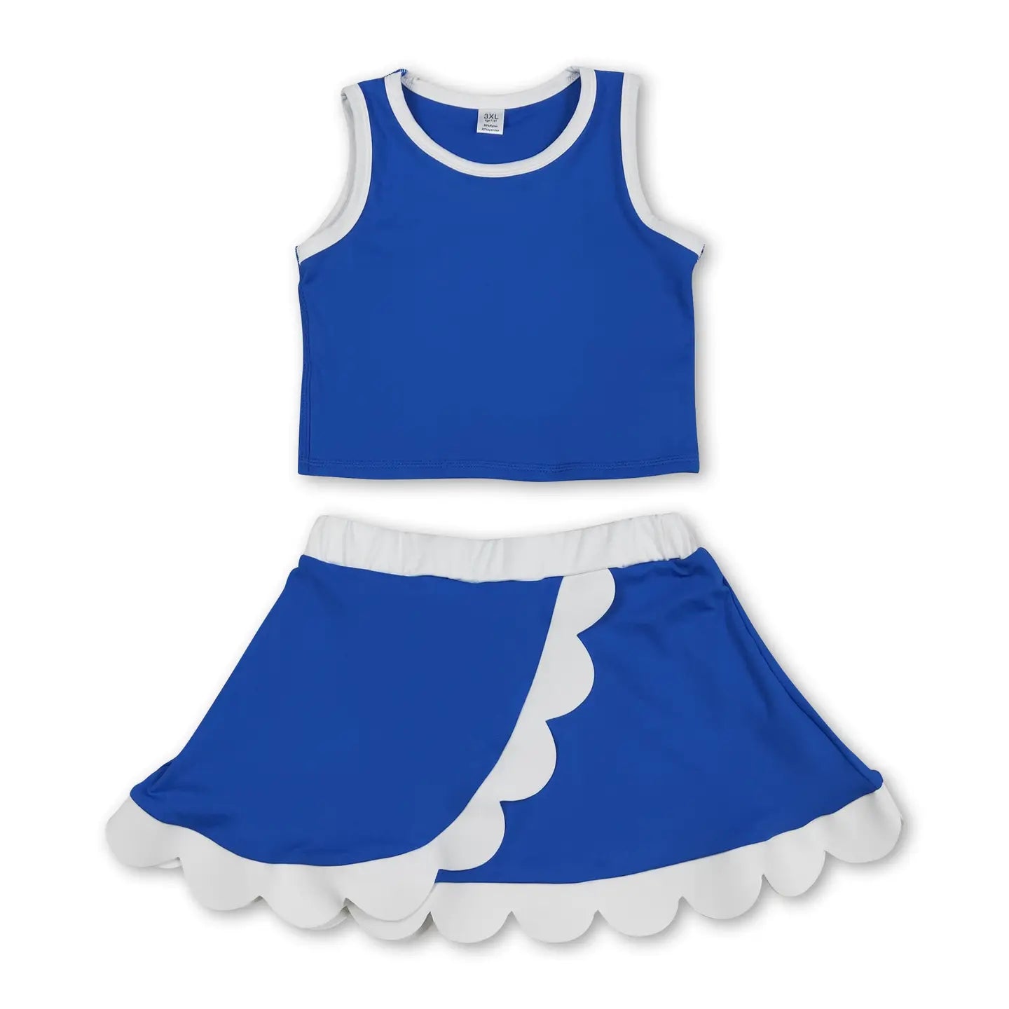 Blue and White Two-Piece Scalloped Set